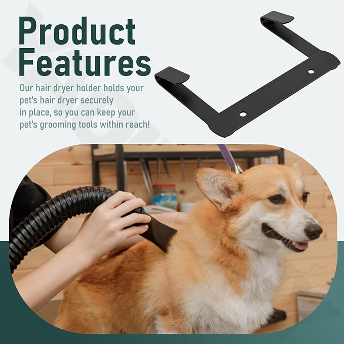 Dryer Wall Mount Bracket/Heavy Duty Pet Hair Dryer Holder Compatible with K9 Dryers and Dog Grooming Station-DogGrooming Supplies/Accessories (Black)