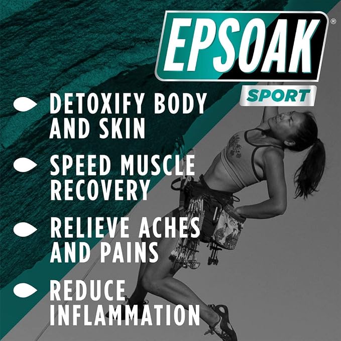Epsoak Sport Epsom Salt 5 lb. Magnesium Sulfate USP. Resealable Epsom Salt Bag Eucalyptus, Made in The USA, Cruelty-Free Certified