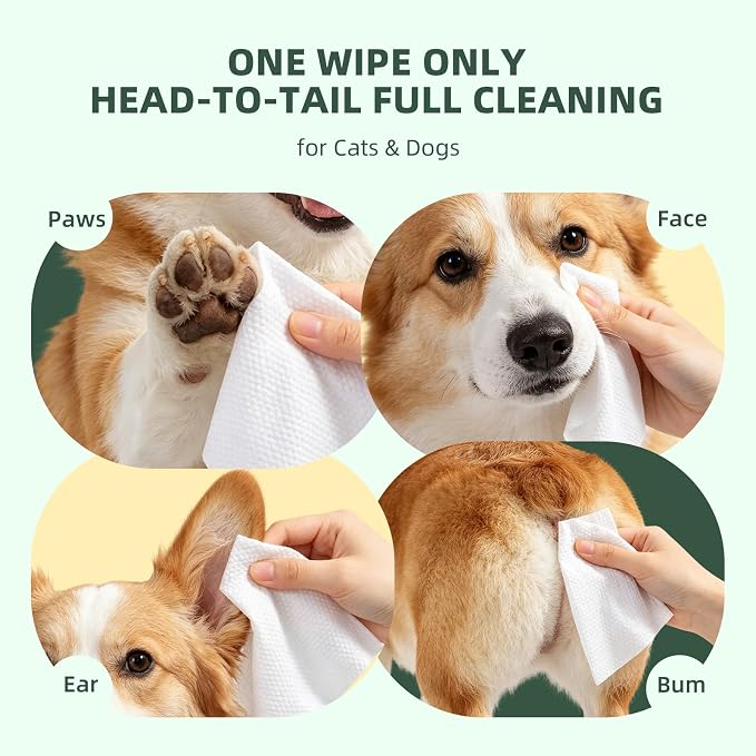 IMMHABI 400 Count Dog Wipes for Paws and Butt Hypoallergenic Pets Cleansing & Deodorizing Hygienic Puppy Wipe for Dogs Face and Body Wipes Cleaning Fur (White Tea)