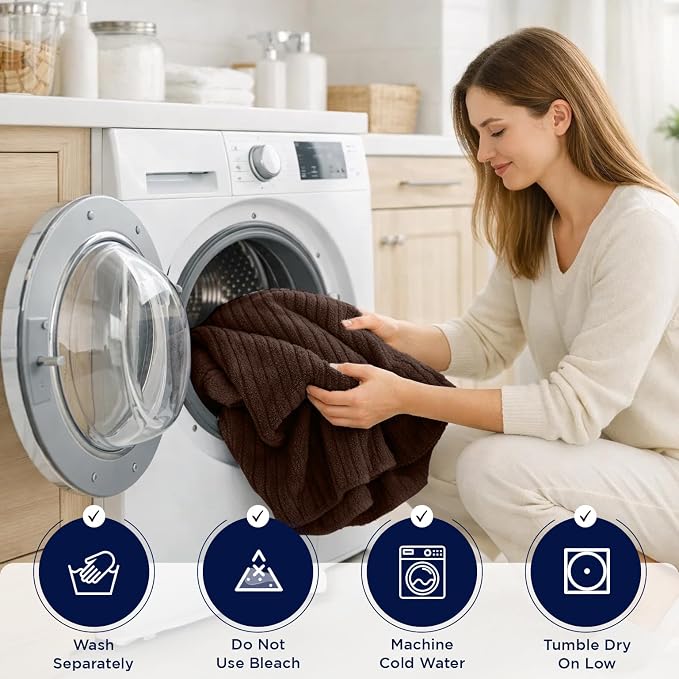 DAN RIVER Pack of 2 Bath Sheet 35x70 Inches, Ribbed Oversized Bath Sheets Towels for Adults, Fluffy and Soft Plush Towels - Brown
