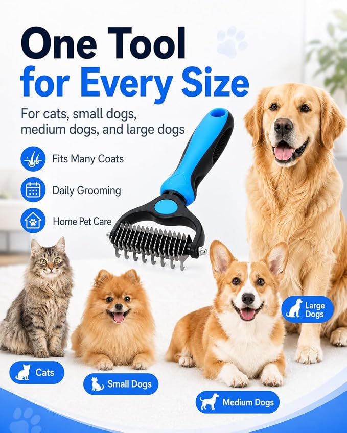 2 Pcs Pet Grooming Tool Deshedding Dog Brush for Dogs Shedding Comb Silent Groom Cats Tools Cepillo Para Perros the Double Sided Reviews Deshedder Brushes Lint Hair Extra Sticky Teeth Remover
