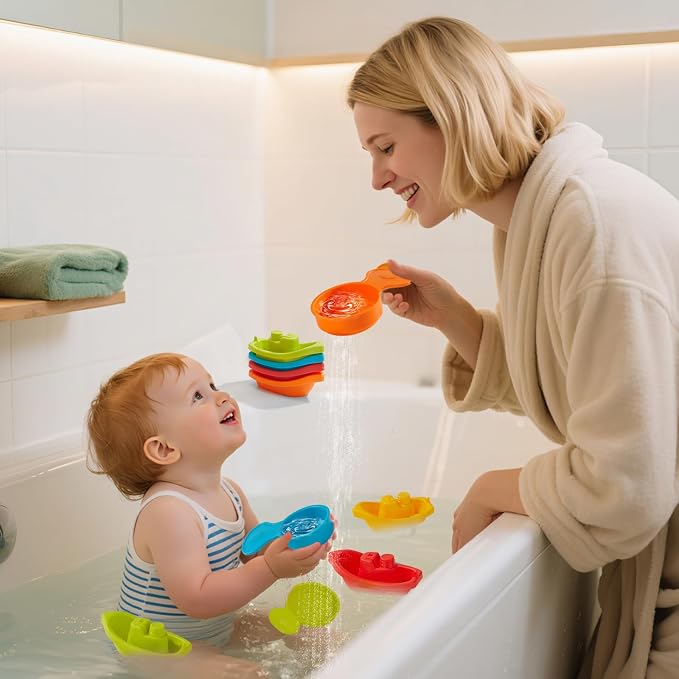AMCHSURI Baby Bath Toys for Kids Ages 1-3 Mold Free Bath Toys for Toddler 2-4 Bathtub Sand Beach Pool Water Toys with Tub Toys for Babies 12 18 Months, 11Pack