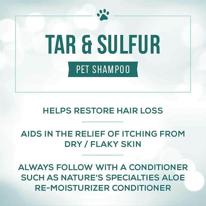 Nature's Specialties Tar and Sulfur Ultra Concentrated Medicated Dog Shampoo, Makes up to 1 Gallon, Natural Choice for Professional Groomers, with Soothing Aloe Vera, Made in USA, 16 oz