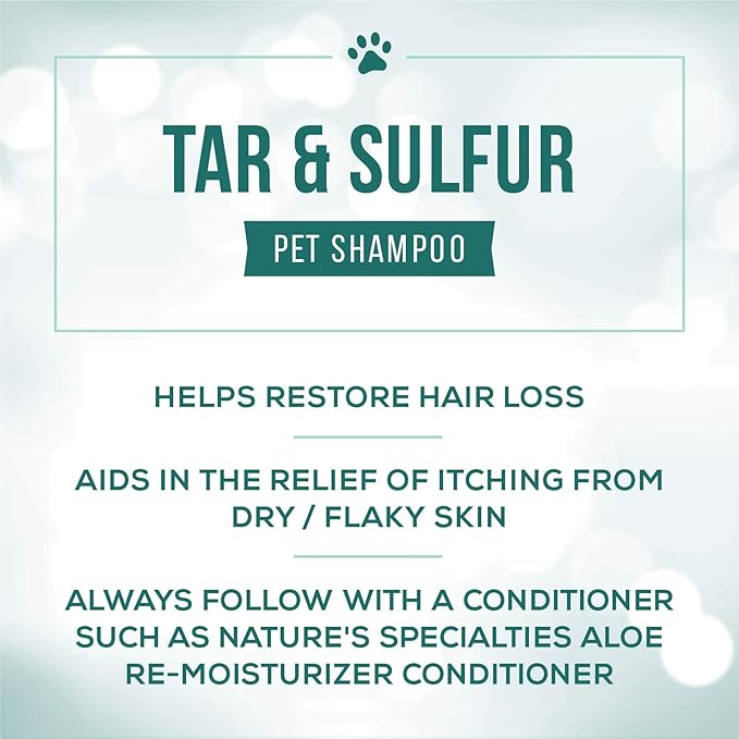 Nature's Specialties Tar and Sulfur Ultra Concentrated Medicated Dog Shampoo, Makes up to 1 Gallon, Natural Choice for Professional Groomers, with Soothing Aloe Vera, Made in USA, 16 oz