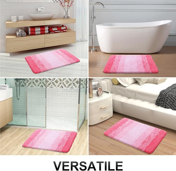 OLANLY Bathroom Runner Rugs Mat 59x24, Extra Soft Absorbent Microfiber Bath Rugs, Rubber Backing, Quick Dry, Washable Long Bath Mats for Bathroom Floor, Tub and Shower, Home Decor Accessories, Pink