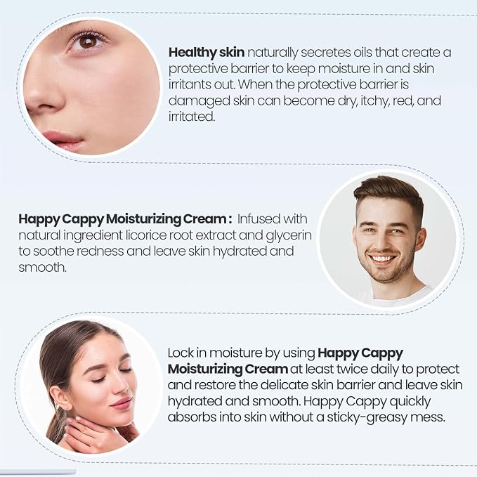 Happy Cappy Moisturizing Cream - Baby Eczema Cream, Eczema Lotion for Kids, Pediatrician-Formulated, Gentle, Paraben Free, Hypoallergenic, Soothes Dry Skin - 6 Fl Oz (Pack of 2)