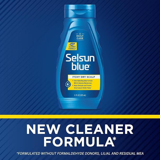 Selsun Blue Itchy Dry Scalp Anti-Dandruff Shampoo, 11 fl. oz., Extra-Hydrating Formula, Pyrithione Zinc 1%