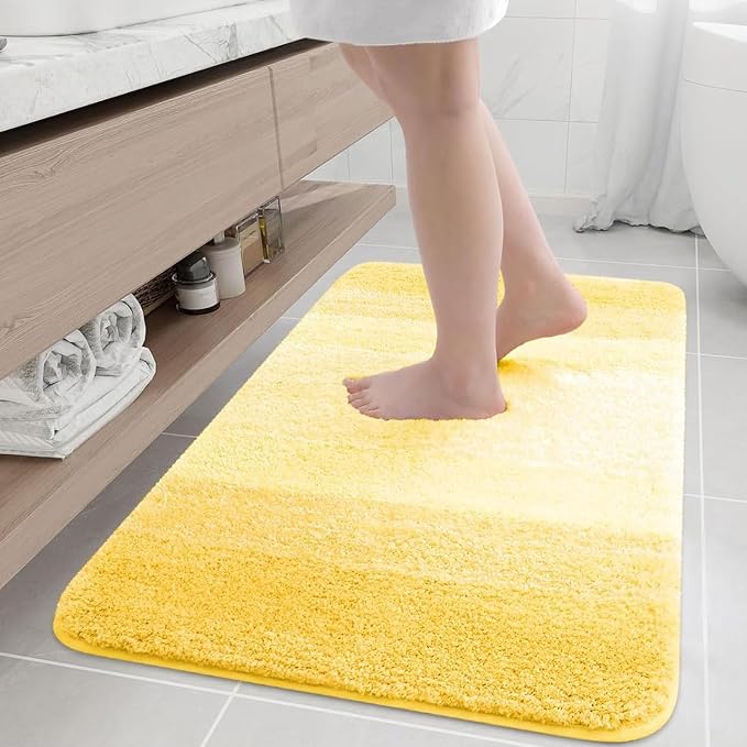 Arotive Microfiber Bathroom Rugs, Shaggy Soft and Absorbent Bath Rug, Thick Plush Machine Washable Dry Bath Mats for Bathroom, Tub and Shower, 36x24, Yellow, Rectangular