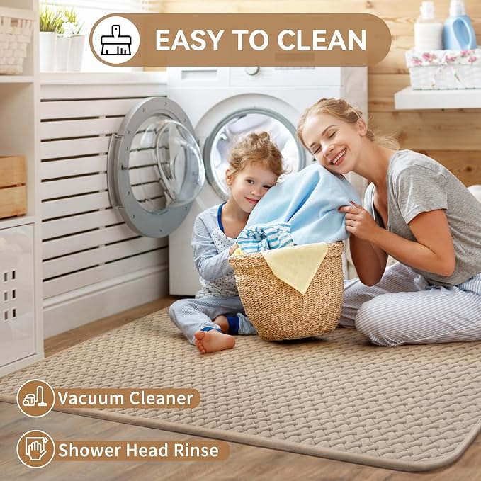 YDKGL Bathroom Runner Rug Non Slip, Super Absorbent Quick Dry Long Bath Mat, Foam Weave Texture Rubber Backing Ultra Thin Bathroom Mats Fit Under Door Bathroom Floor Bathtub Shower, 16"x 47"