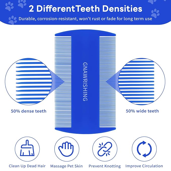 Flea Comb 4Pcs with High Strength Teeth Pet Tear Stain Remover Combs, Pet Dog Cat Grooming Comb Set Effective Float Hair Remover