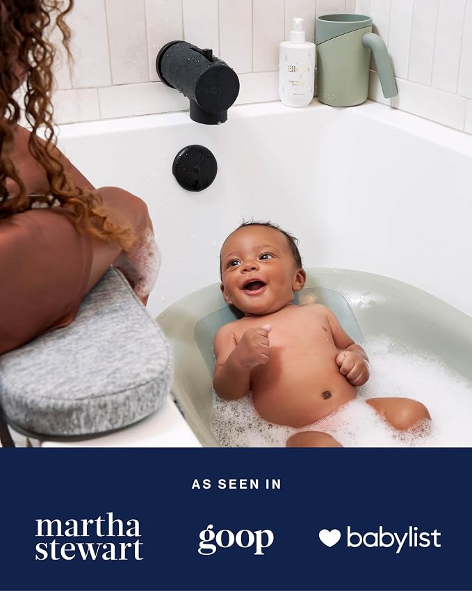 Lalo Bathtime Starter Kit - 3-Piece Set Includes Modern Baby Bathtub, Rinse Cup & Spout Cover - Safe, Easy to Clean Design for Newborns - 25.3 x 18 x 7.7 in, 10 lb - Coconut