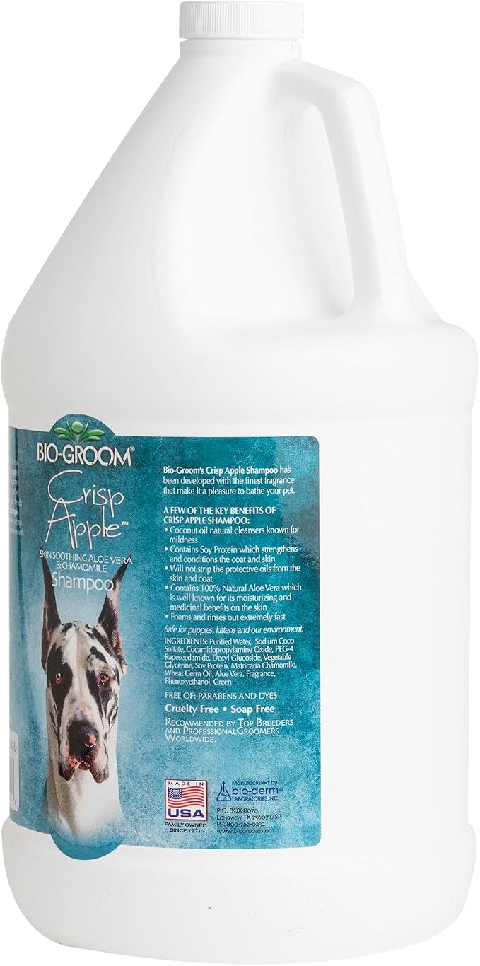 Bio-Groom Crisp Apple Dog Shampoo - Natural Scent Pet Shampoo, Aloe Vera, Chamomile, Cat & Dog Bathing Supplies, Puppy Wash, Cruelty-Free, Made in USA, Quick Rinse Cat Shampoo - 1 Gallon