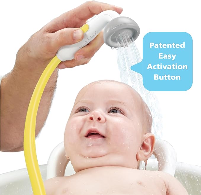 Yookidoo Baby Bath Shower Head - Elephant Water Pump and Trunk Spout Sprayer - One Handed Flow Control for Newborn Babies in Tub Or Sink (Yellow)