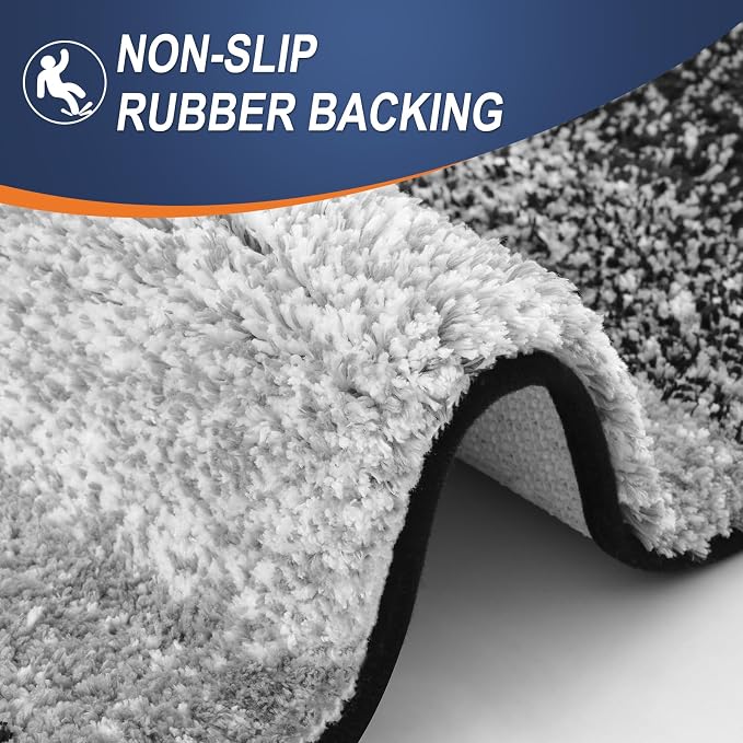 OLANLY Bathroom Runner Rugs Mat 47x24, Extra Soft Absorbent Microfiber Bath Rugs, Rubber Backing, Quick Dry, Washable Long Bath Mats for Bathroom Floor, Tub and Shower, Home Decor Accessories, Black