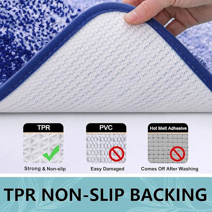 Arotive Microfiber Bathroom Rugs, Shaggy Soft and Absorbent Contour Toilet Rugs, Thick Plush Machine Washable Dry Bath Mats for Toilet Base, 24x16, Blue-Violet, Rectangular