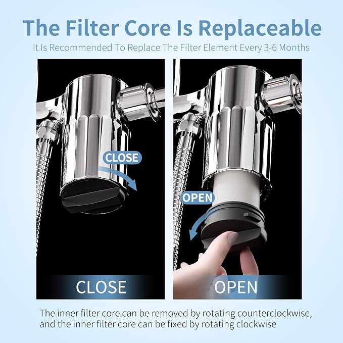 Filtered Shower Head with Handheld, High Pressure 5 Functions Handheld Shower Head with 59" Extra Long Stainless Steel Hose & Adjustable Bracket, Built-in Waterfall