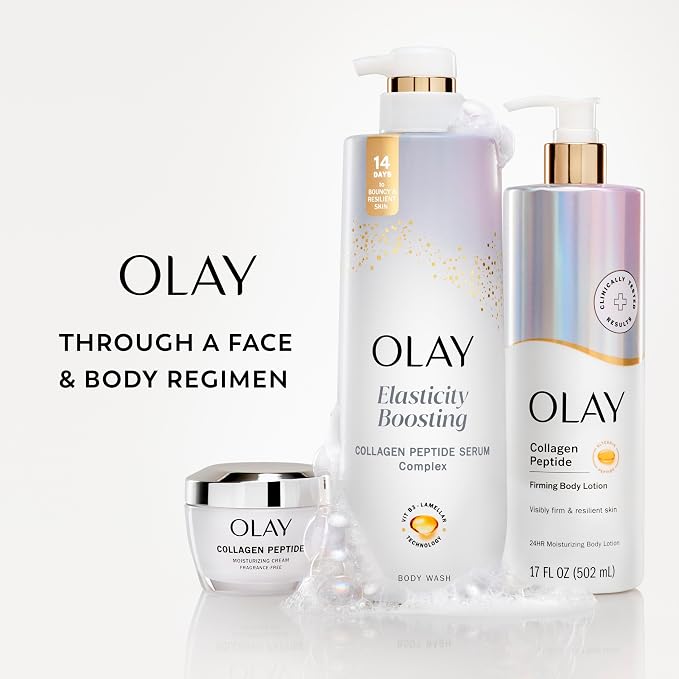 Olay Body Wash for Women, Elasticity Boosting, Collagen Peptide Serum Complex, Renews Moisture, Free of Parabens & Phthalates, Vitamin B3 Lameller Technology, For All Skin Types, 28 fl oz