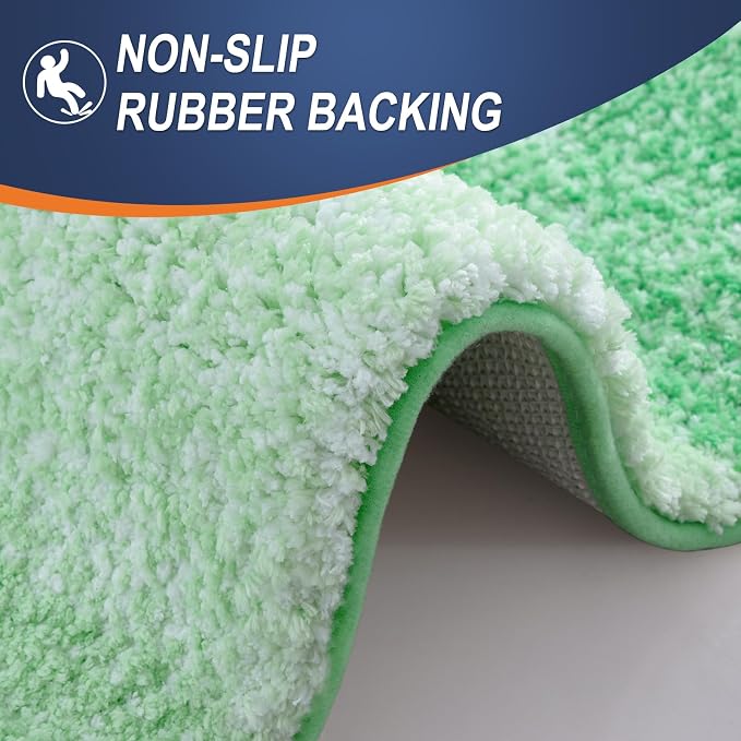 OLANLY Bathroom Runner Rugs Mat 47x24, Extra Soft Absorbent Microfiber Bath Rugs, Rubber Backing, Quick Dry, Washable Long Bath Mats for Bathroom Floor, Tub and Shower, Home Decor Accessories, Green