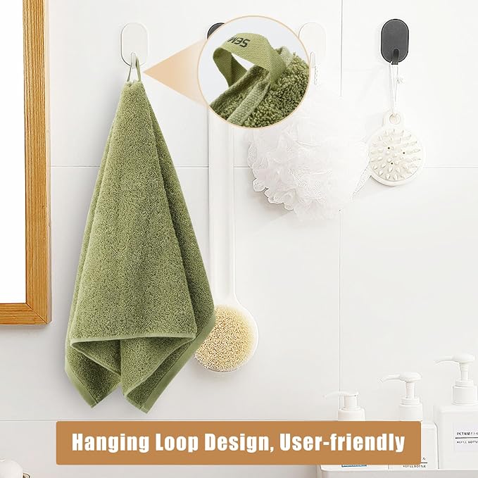 18-Piece Cotton Bath Towel Set with Hanging Loops for Bathroom, Green | Stock-up towel set for family bathrooms, guest baths, multi-bath homes, and wash-day rotation, OEKO-TEX certified, easy care