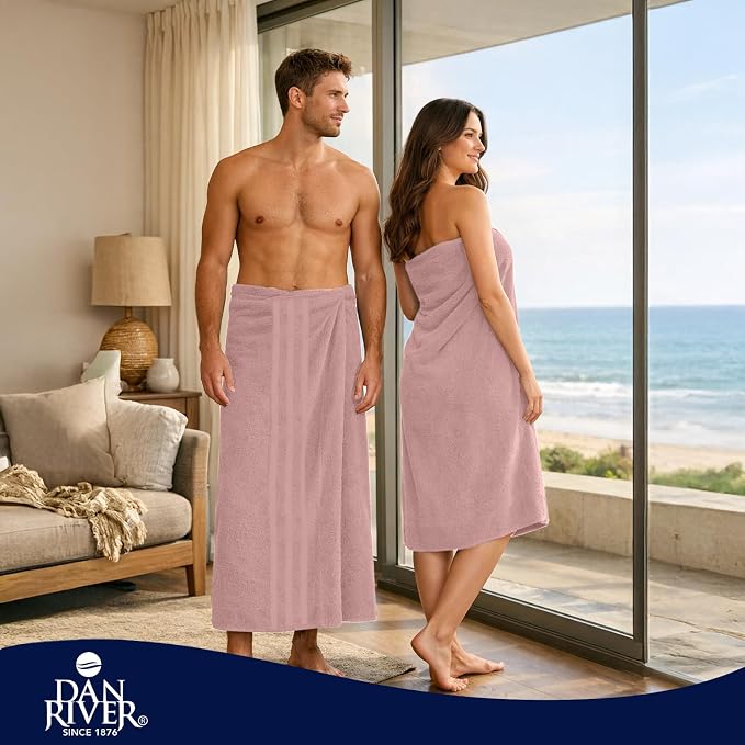 DAN RIVER 2 Pack Bath Sheets Extra Large 35x70, Large Bath Towels for Adults, XL Oversized Heavy Duty Towel Set, 600 GSM 100% Ring Spun Cotton, Soft Quick Dry, Dusty Rose