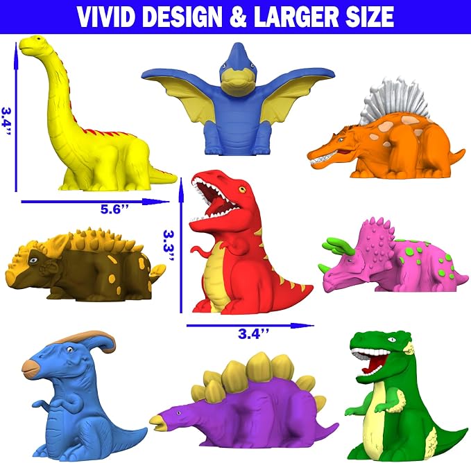 Color Changing No Hole Dinosaur Bath Toys for Kids Toddlers Baby, 9 Color Change Dinosaur Water Table Toys with 9 Floating Foam Dinosaur Toys for Kids(18 Packs)