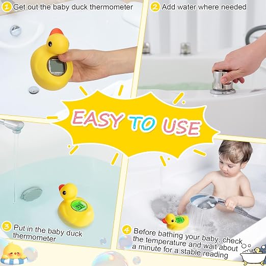 Rechargeable Baby Bath Thermometer | IP68 Waterproof, BPA-Free, Fast Temperature Reading, Backlit Display, For Infants & Toddler