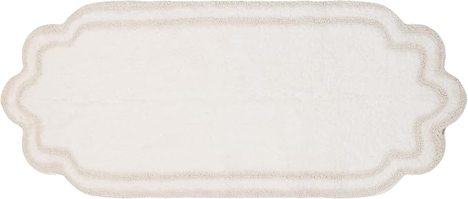 Home Weavers Allure Collection Cotton Bathroom Runner Rug, Soft Absorbent Spray Latex Long Mat, Quick Dry, Machine Washable Floor Runner for Bathroom & Hallway, 21"x54", White