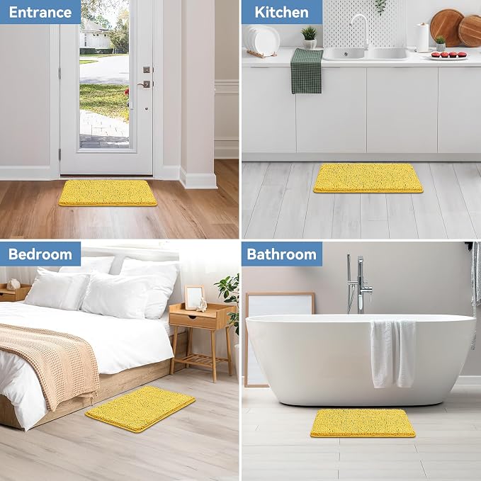 Bcoimo Bathroom Rugs 24x17, Bath Mats for Bathroom Non Slip with Rubber Backing,High Absorbent Microfiber Bath Rugs Quick Drying, Machine Washable, Durable Decor