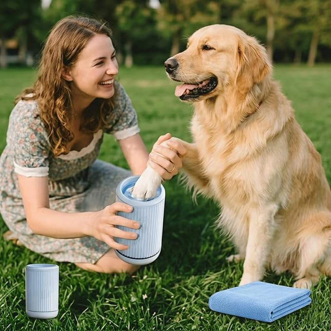 Portable Dog Paw Cleaner for Dogs and Cats, Muddy Pet Foot Washer, Small to Medium Breed Paw Washer, Blue