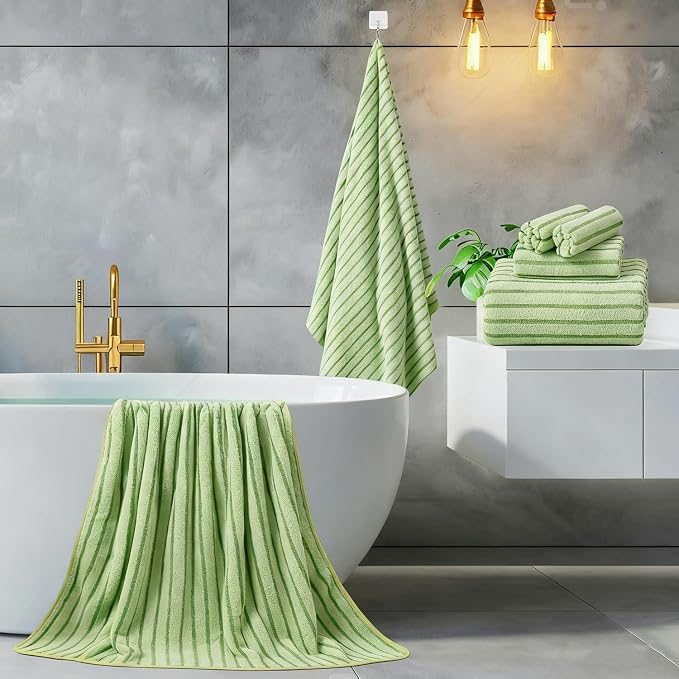 Mistyrose Bath Towels,8 Pack Large Bath Towels Set Super Absorbent Microfiber Bath Sheets-2 Oversized Bath Sheets 2 Hand Towels 4 Washcloths for Family Hotel Spa Gym(Fruit Green