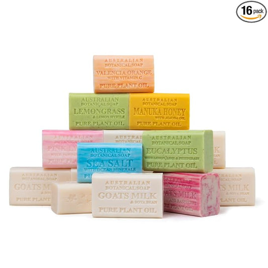 Australian Botanical Soap, Goats Milk & Soya Bean + Variety, 16-Bar Set