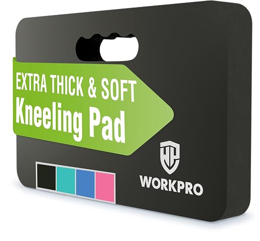 WORKPRO Extra Thick Kneeling Pad, Soft NBR Foam Cushioning for Knee, Large Foam Kneeler Mat for Gardening, Bathing Baby, Exercise, Workout Supplies, 17.5 x 11 x 1.5 in (Black, 1 Pack) | Soft NBR Foam Cushioning for Knee, Large Foam Kneeler Mat, For Gar...