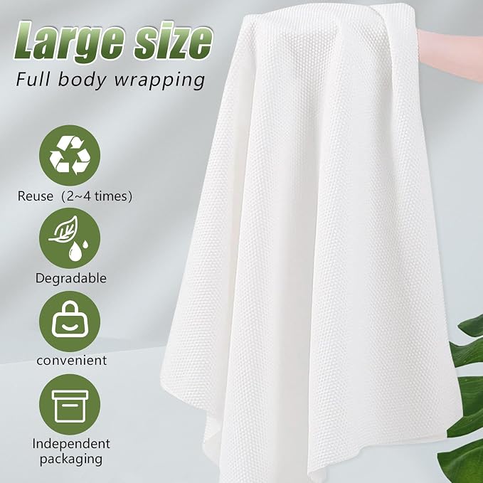 Disposable Hair Drying Towels, 100 Count Super Absorbent Large Luxury, Salon & Spa Camping Trips for Hair, Face, Body Use（16" x 31.5"）