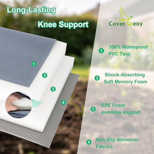 Extra Thick Soft Kneeling Pad for Men and Women, Waterproof Gardening Pads with Memory Foam, Yoga or Exercise Cleaning Knee Cushion, Collapsible Kneeling Mat Non-Slip Bottom, Garden Gifts Light Grey