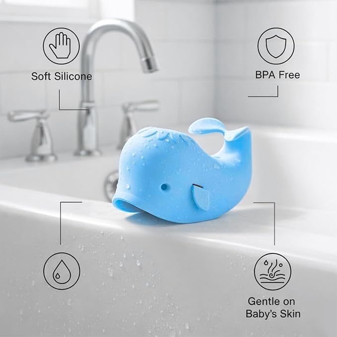 Bath Spout Cover for Bathtub - Protects Baby from Bumping Head During Bathing Time Baby Faucet Cover Universal Faucet Protective Cover Whale Design