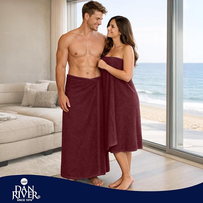 DAN RIVER Pack of 1 Jumbo Bath Sheet 40x80 Inches, Oversized Bath Towels, Soft and Absorbent Extra Large Towels for Bathroom - Pomegranate