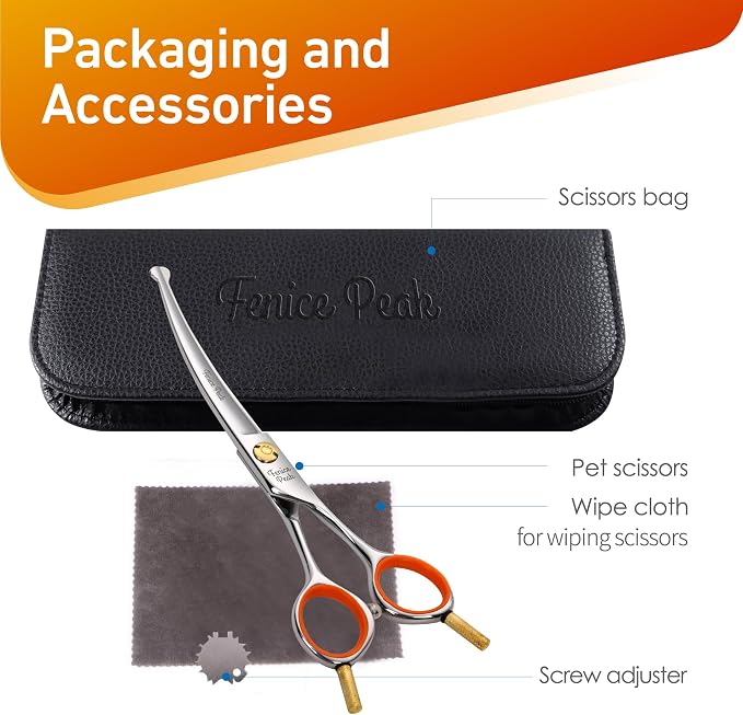 6'' Small Curved Scissors Lightweight Dog and Cat Grooming Scissors with Safety Round Tip JP440C Stainless Steel Sharp Blades for Body Facial Nose Ear and Paw Hair Easy Use