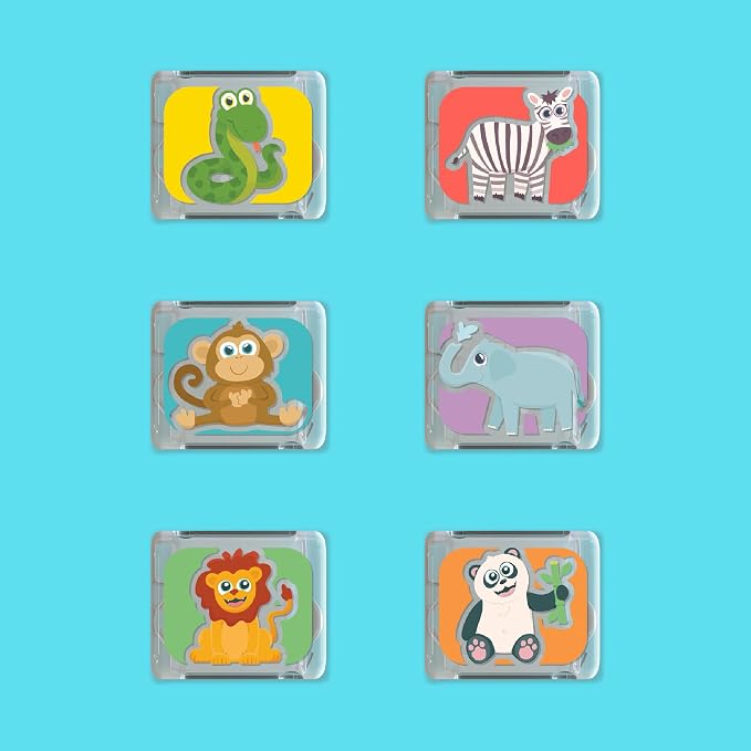 Glo Pals Water-Activated Light-Up Sensory Bath Toy Cubes for Bathtime and Sensory Play, Zoo, Vibrant Light-Up Colored Cubes for Kids and Toddlers, Pack of 6