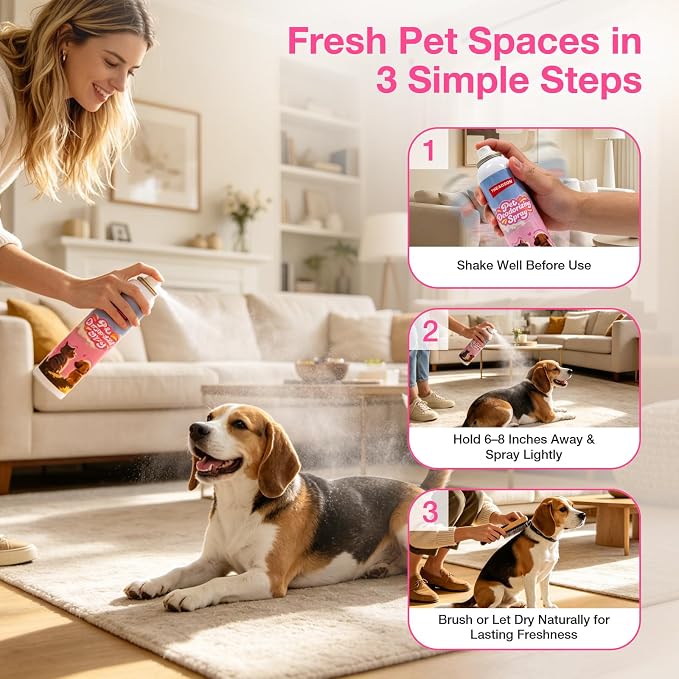 Pet Cologne Spray for Dogs & Cats, 2 Pack Deodorizing Spray with Corn-Derived Cyclodextrin, Long-Lasting Freshness, Alcohol-Free Grooming Mist