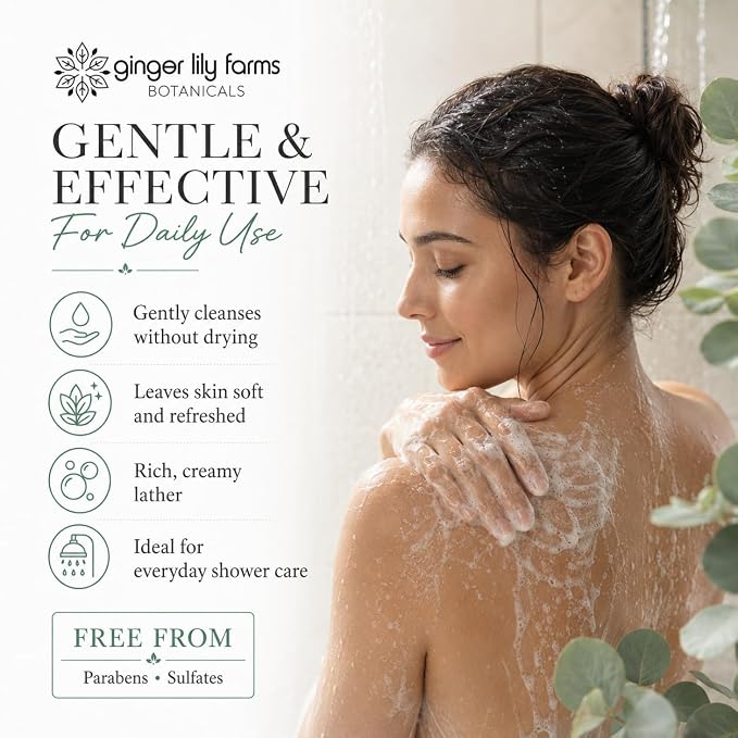 Ginger Lily Farms Botanicals Nourishing Body Wash, 100% Vegan & Cruelty-Free, Eucalyptus Tranquility, 16.9 Fl Oz