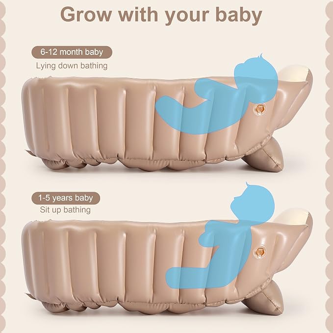 MINK Inflatable Bathtub for Toddlers - Portable Baby Tub with Built-in Air Pump - Collapsible Design for Easy Storage - Perfect for Newborns to Infants