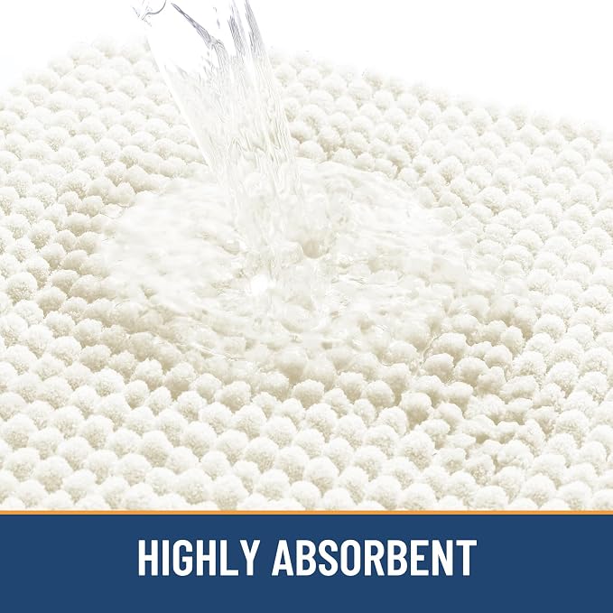 Arotive Bathroom Rugs 24" x 16", Ultra Soft Absorbent Chenille Bath Rugs, Rubber Backing, Machine Washable Bath Mats for Bathroom Floor, Tub and Shower, Home Decor Accessories, Ivory