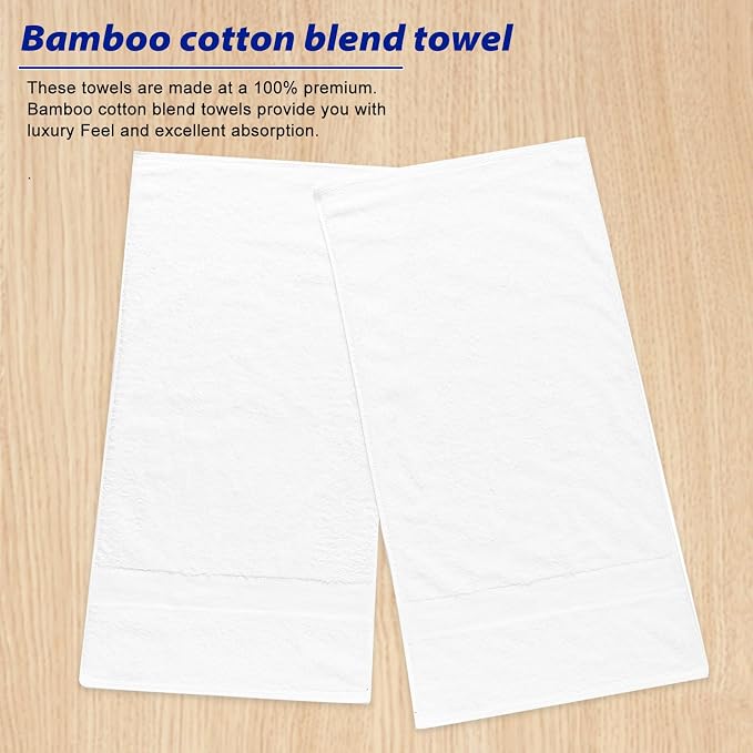 Aibaser Hand Towels-16x30inch - Lightweight and Highly Absorbent Hand Towels for Bathroom, Travel, Gym, Shower and Spa (White)