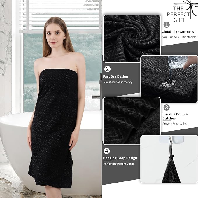 Bath Towel Set of 4 Extra Large Bath Sheet 35"x70" Oversized Bath Towel Soft Microfiber Bathroom Towel for Adults Highly Absorbent Quick Dry Towel Set for Bathroom,Hotel,Shower Bath Sheet Towel Black