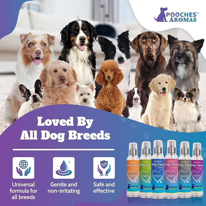 Natural Dog Cologne – Premium Deodorizing & Refreshing Grooming Spray for Dogs and Puppies – Long-Lasting Scent to Revitalize Coat & Skin – 8 fl oz (Pack of 6)