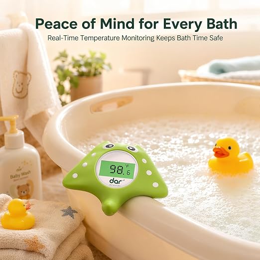 Baby Bath Thermometer, Floating Digital Water Thermometer with 3-Color Backlit Temperature Alert, BPA-Free Waterproof Bath Toy, Accurate LCD Display for Infant, Toddler, Kids & Pets