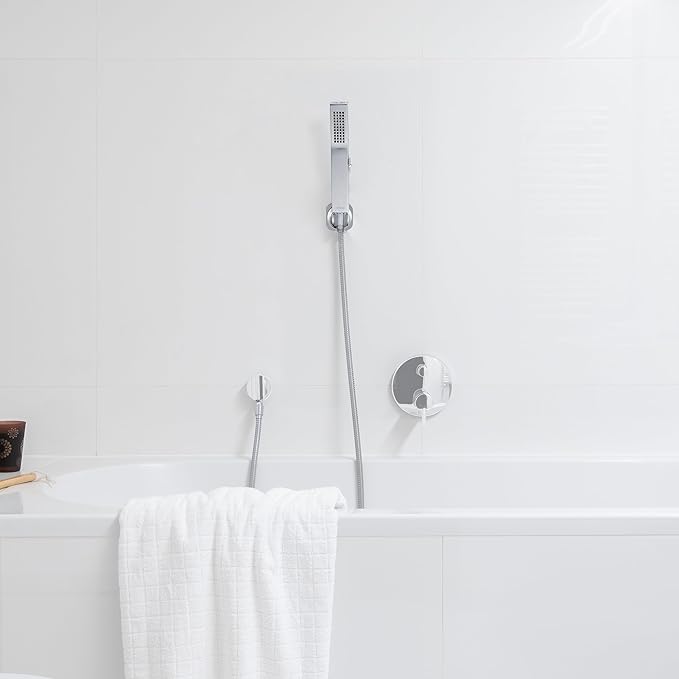 G-Promise All Metal Handheld Shower Head Built-in Power Wash Mode, with 70 Inch Stainless Steel Shower Hose Extra Long and Dual Purpose Hand held Holder, Side Push Button, Chrome