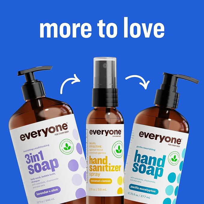 Everyone 3-in-1 Kids Soap, Body Wash, Bubble Bath, Shampoo, 32 Ounce (Pack of 2), Lavender Lullaby, made with Essential Oils for Toddlers, tweens and teens