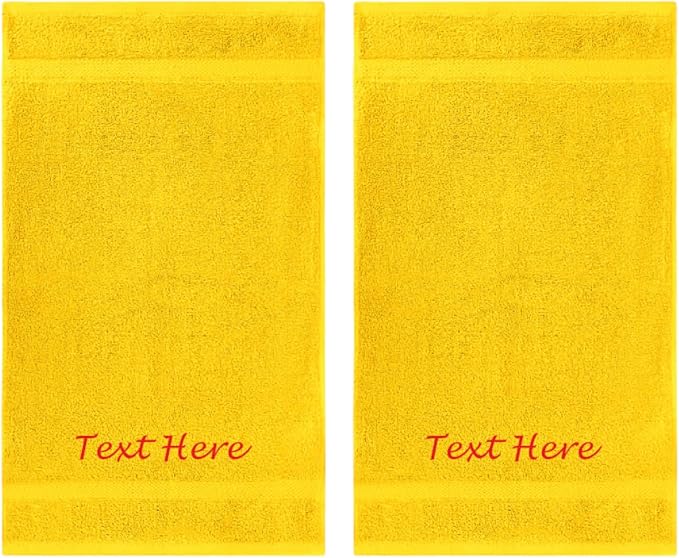 Personalized Passion 2-Pack Towels Set with Custom Embroidered Text - 16"x27" Highly Absorbent & Super Soft Turkish Cotton Hand Towels for Bathroom, Spa, Gym, Pool and Hotels - Yellow