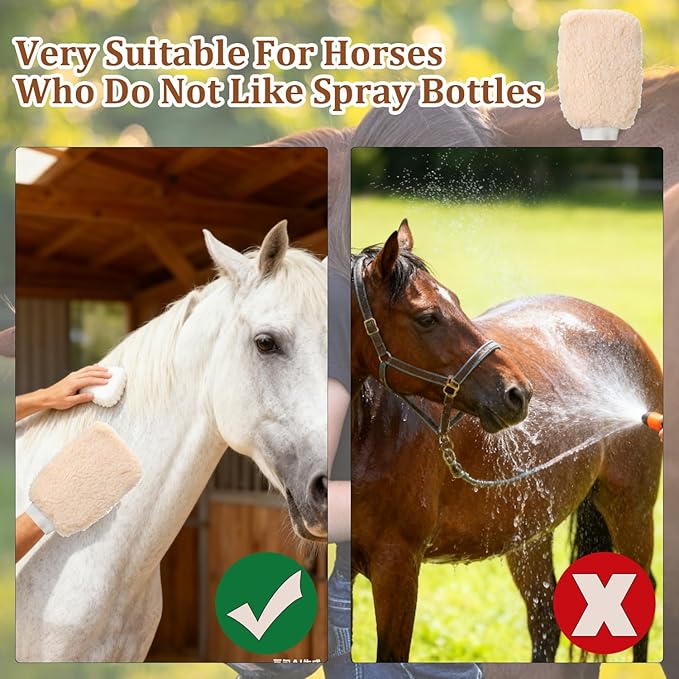 Horse Grooming Brushes & Mitts, Soft Fleece Grooming Glove & Wash Mitt, Fur Polishing Glove, Horse Bit Wipes & Cloth